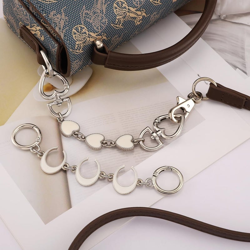 Anbys Store Silver Bag Chain Purse Extender Chain Purse Strap Extender Purse Charms(White Heart/Moon) - Image 4